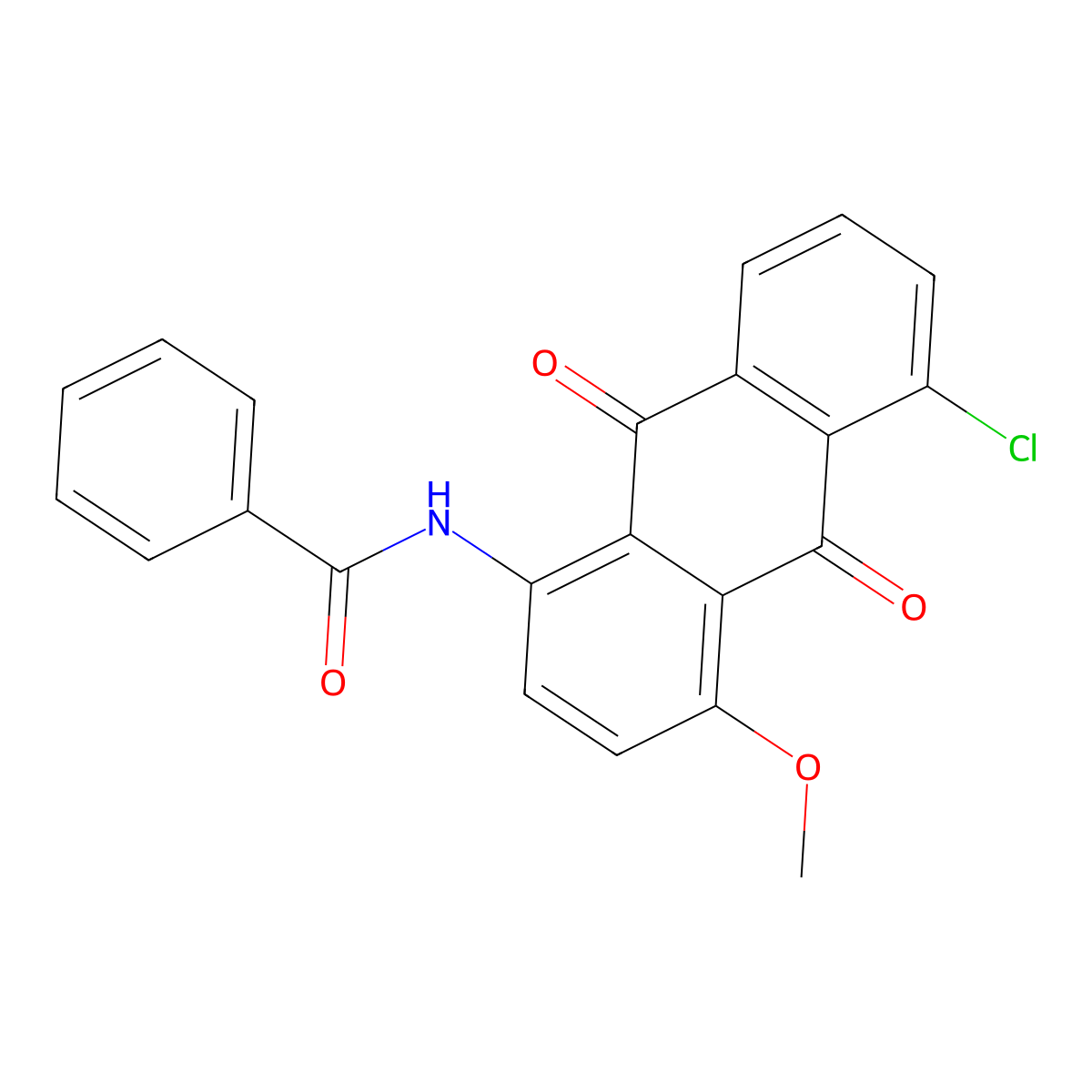 Benzamide, N-(5-chloro-4-methoxyanthraquinonyl)- molecular structure, CAS 116-80-3