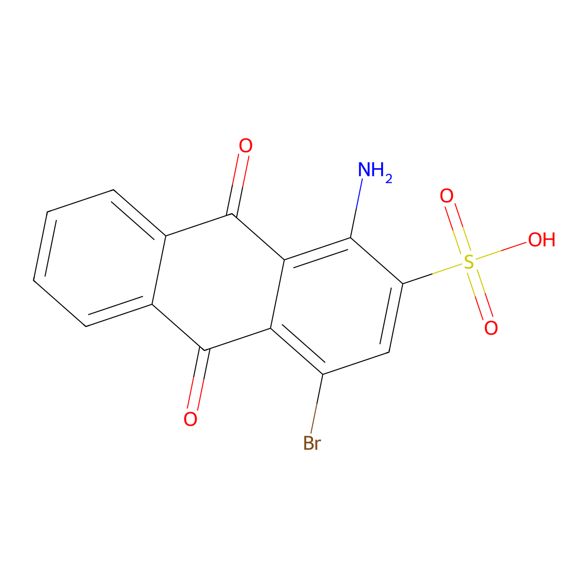 1-Amino-4-bromo-9,10-dihydro-9,10-dioxo-2-anthracenesulfonic acid molecular structure, CAS 116-81-4