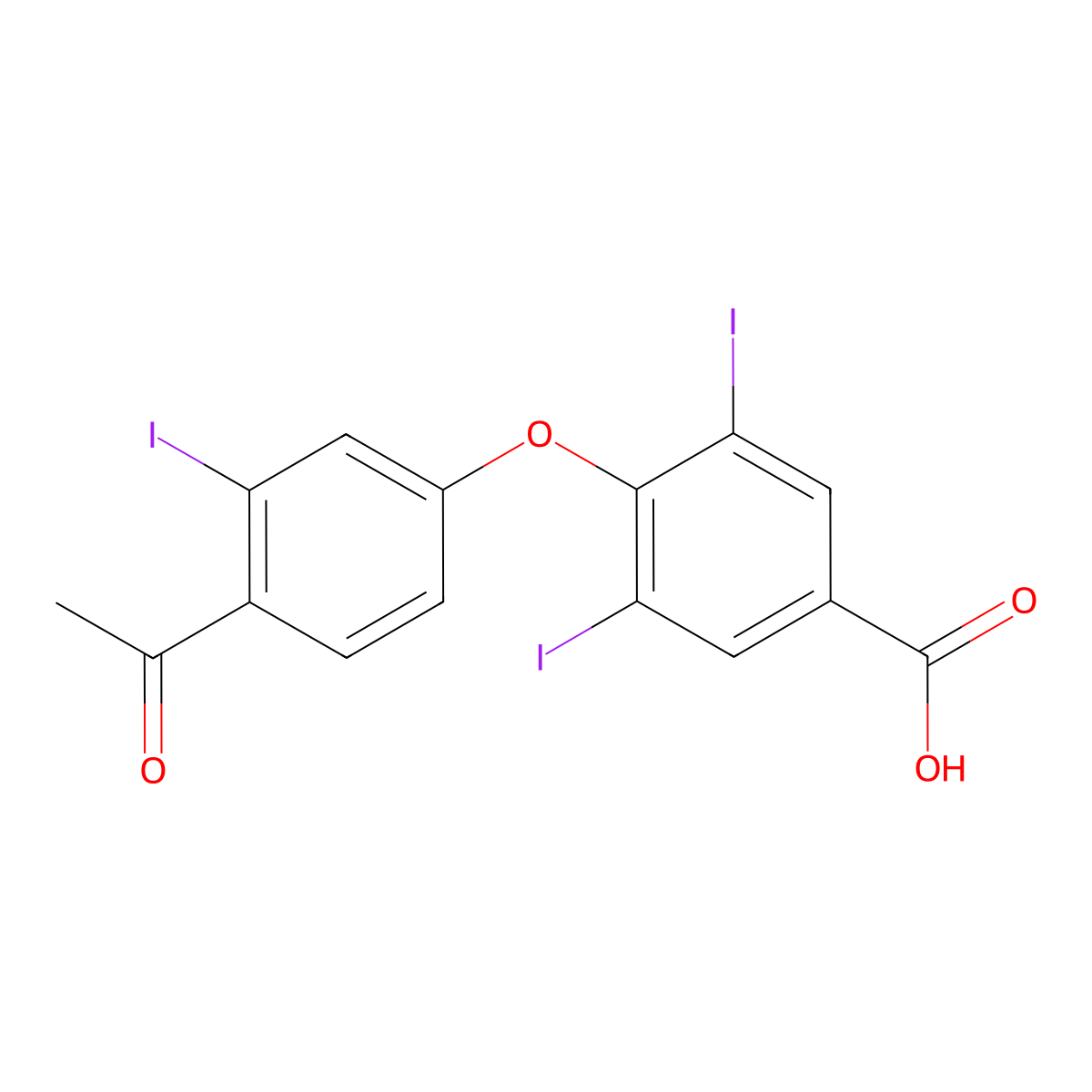 4-(4-Acetyl-3-iodophenoxy)-3,5-diiodobenzoic acid molecular structure, CAS 1160-36-7
