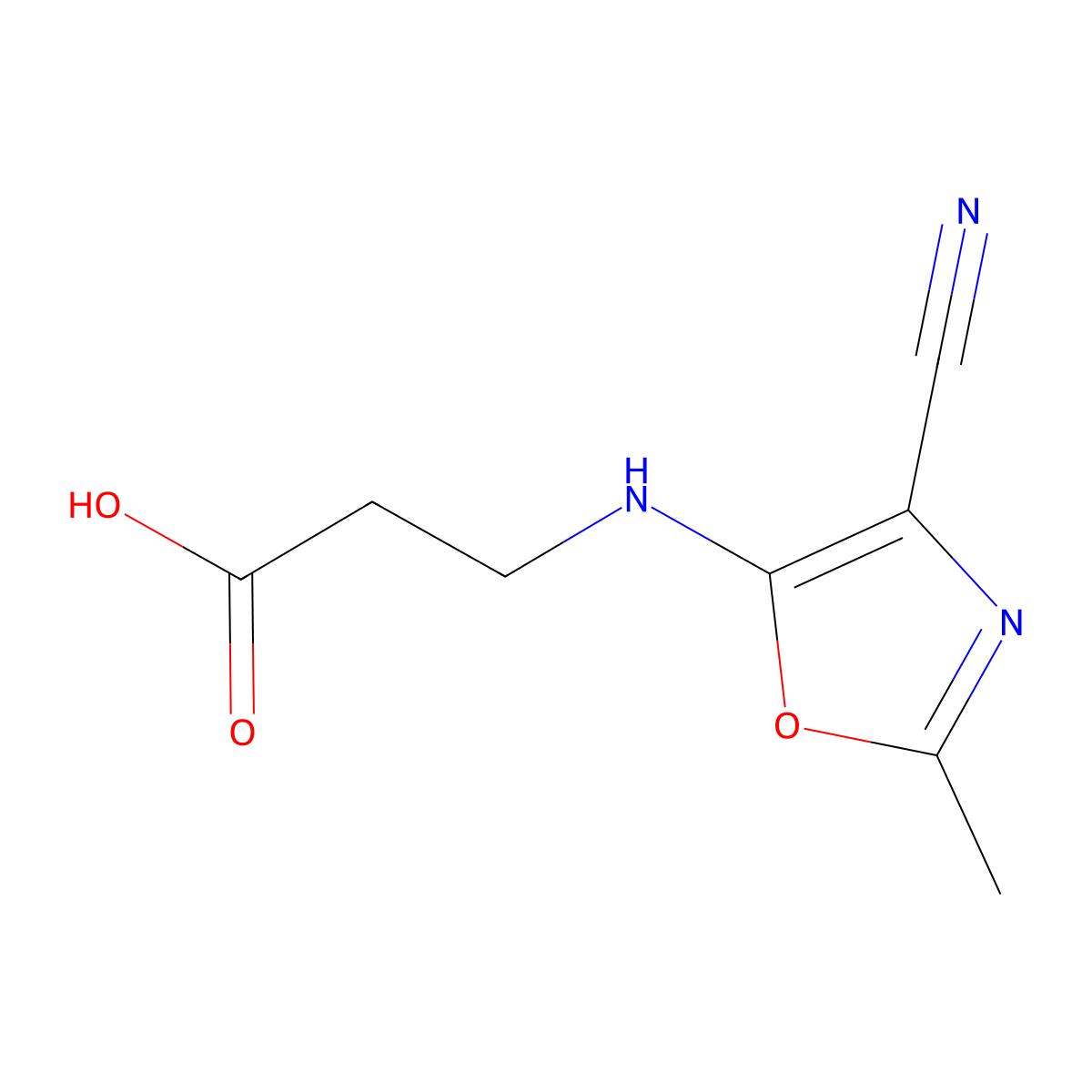 3-[(4-Cyano-2-methyl-1,3-oxazol-5-yl)amino]propanoic acid molecular structure, CAS 1160047-66-4
