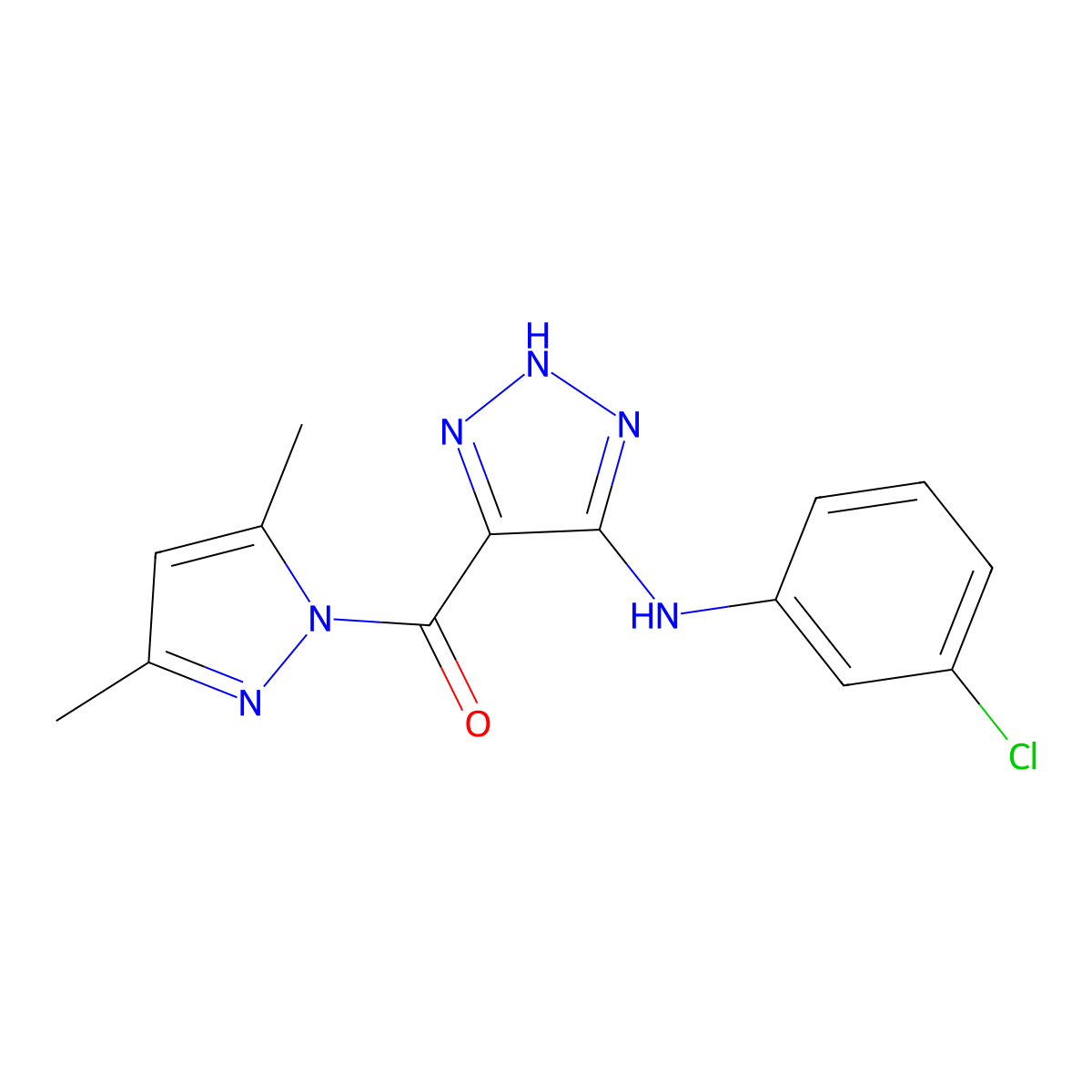 {5-[(3-chlorophenyl)amino]-1H-1,2,3-triazol-4-yl}(3,5-dimethyl-1H-pyrazol-1-yl)methanone molecular structure, CAS 1160050-96-3