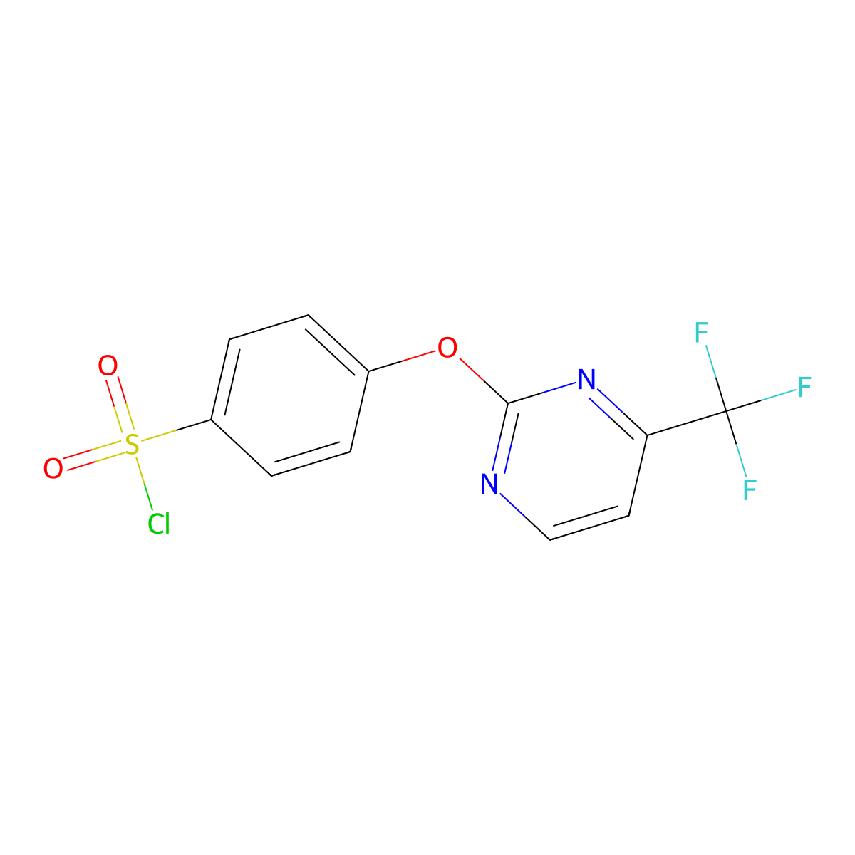 4-{[4-(Trifluoromethyl)pyrimidin-2-yl]oxy}benzenesulfonyl chloride molecular structure, CAS 1160058-86-5