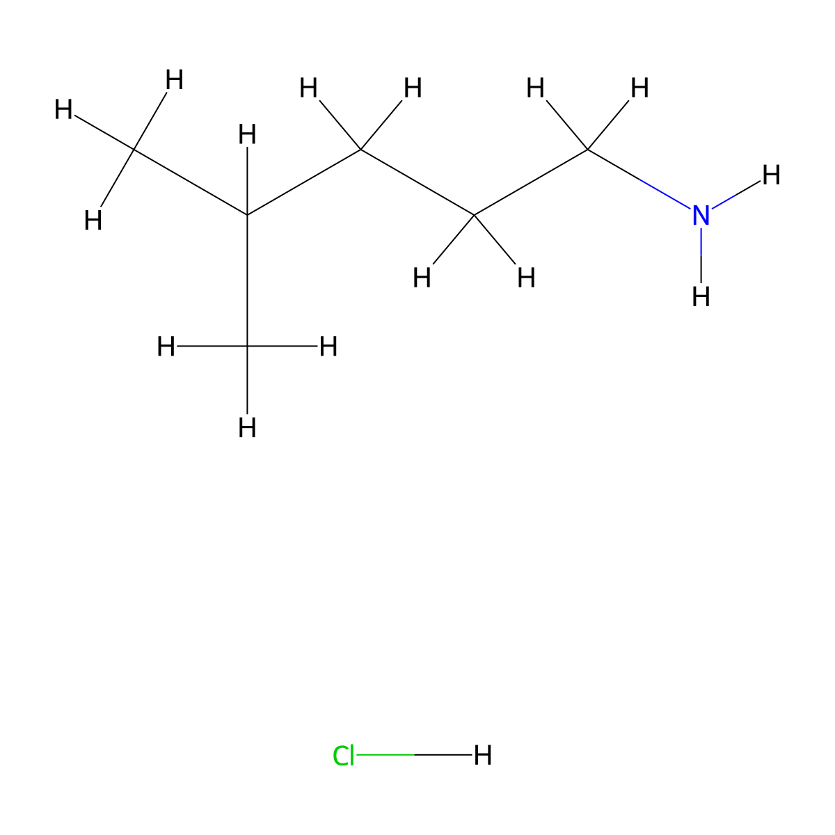 4-Methylpentan-1-amine hydrochloride molecular structure, CAS 116008-13-0