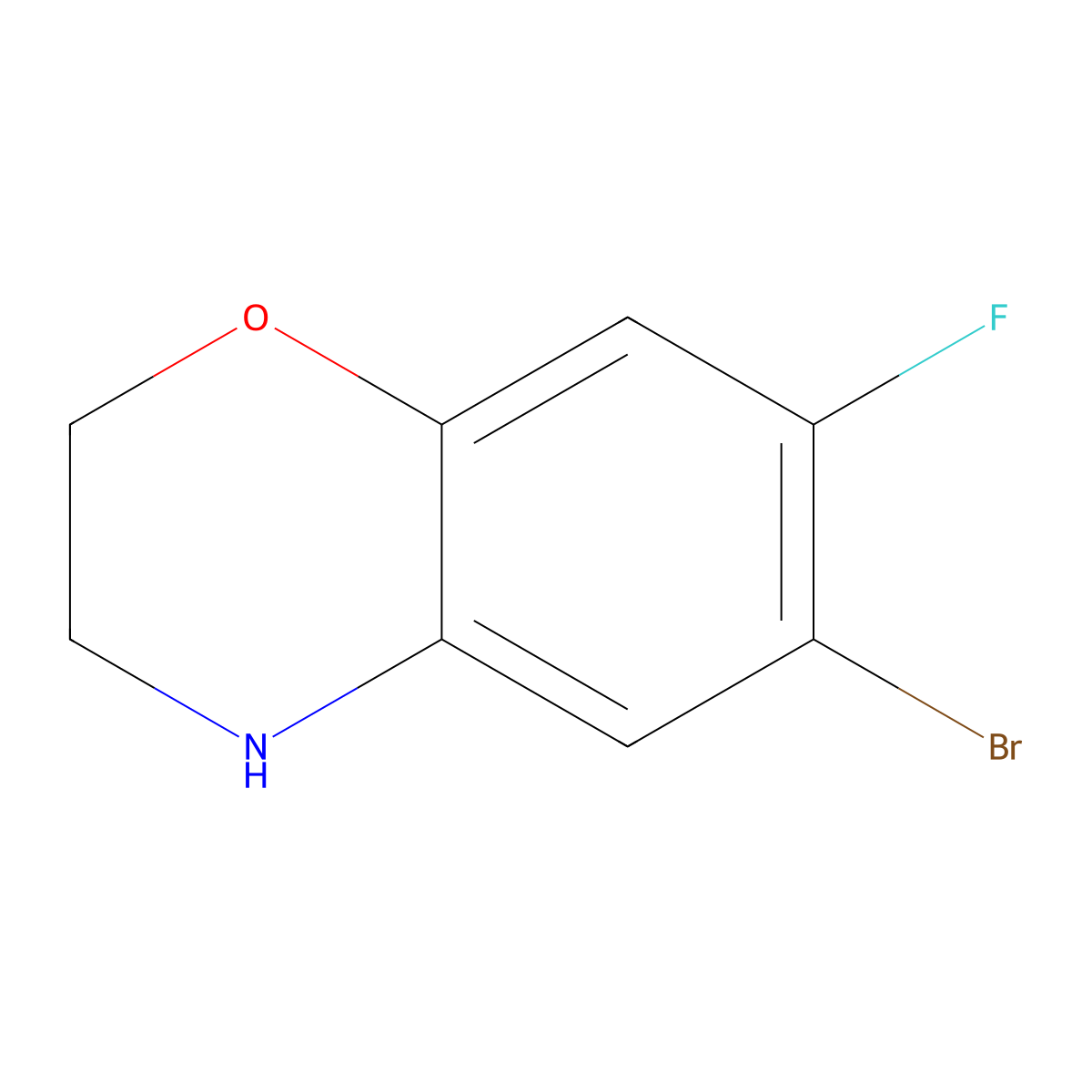 6-Bromo-7-fluoro-3,4-dihydro-2H-1,4-benzoxazine molecular structure, CAS 1160102-28-2