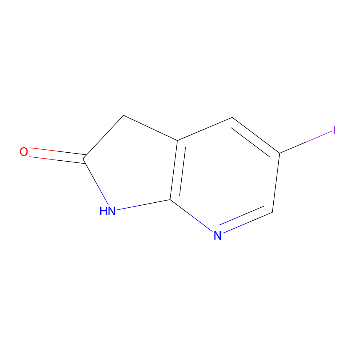 5-Iodo-1H-pyrrolo[2,3-b]pyridin-2(3H)-one molecular structure, CAS 1160112-78-6