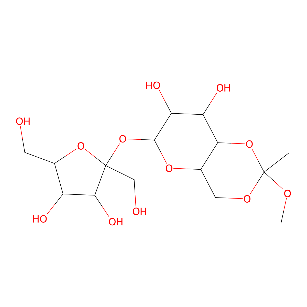 6-[3,4-Dihydroxy-2,5-bis(hydroxymethyl)oxolan-2-yl]oxy-2-methoxy-2-methyl-4,4a,6,7,8,8a-hexahydropyrano[3,2-d][1,3]dioxine-7,8-diol molecular structure, CAS 116015-72-6