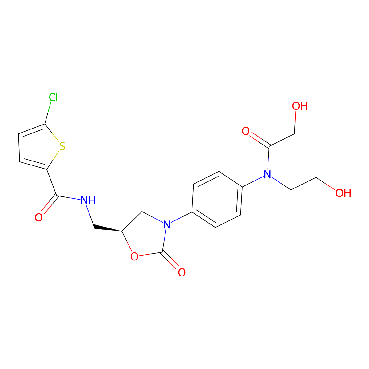 5-chloro-N-[[(5S)-3-[4-[(2-hydroxyacetyl)-(2-hydroxyethyl)amino]phenyl]-2-oxo-1,3-oxazolidin-5-yl]methyl]thiophene-2-carboxamide molecular structure, CAS 1160170-00-2