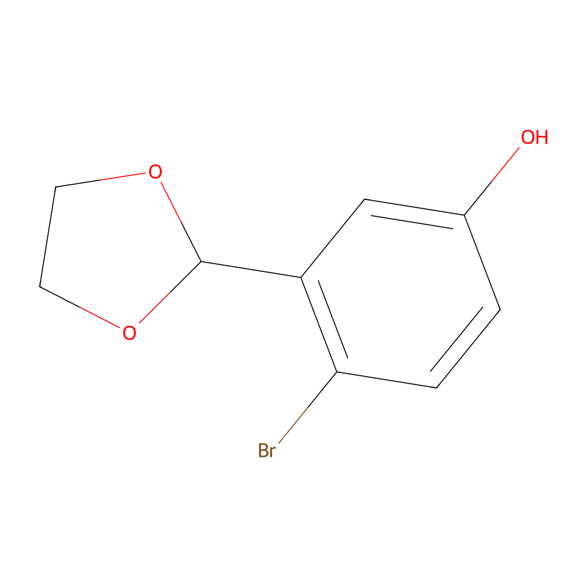 4-Bromo-3-(1,3-dioxolan-2-yl)phenol molecular structure, CAS 1160182-44-4