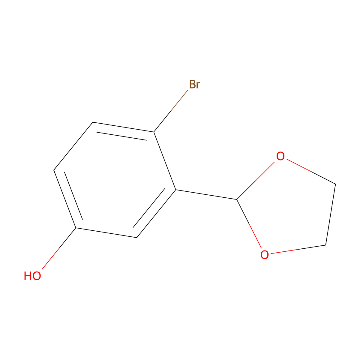 4-Bromo-3-(1,3-dioxolan-2-yl)phenol molecular structure, CAS 1160182-44-4