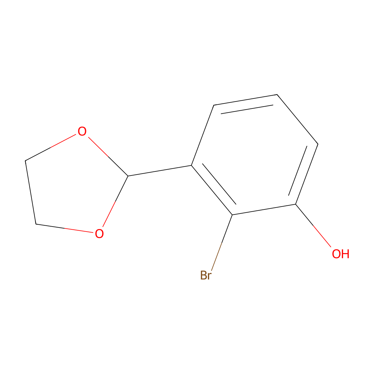 2-Bromo-3-(1,3-dioxolan-2-yl)phenol molecular structure, CAS 1160182-45-5