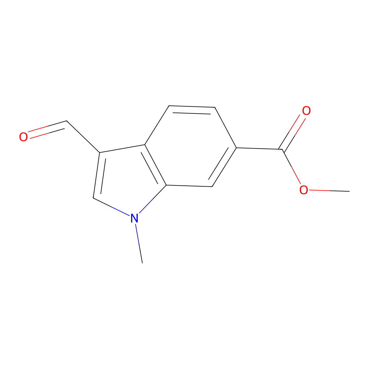 Methyl 3-formyl-1-methyl-1H-indole-6-carboxylate molecular structure, CAS 1160219-36-2