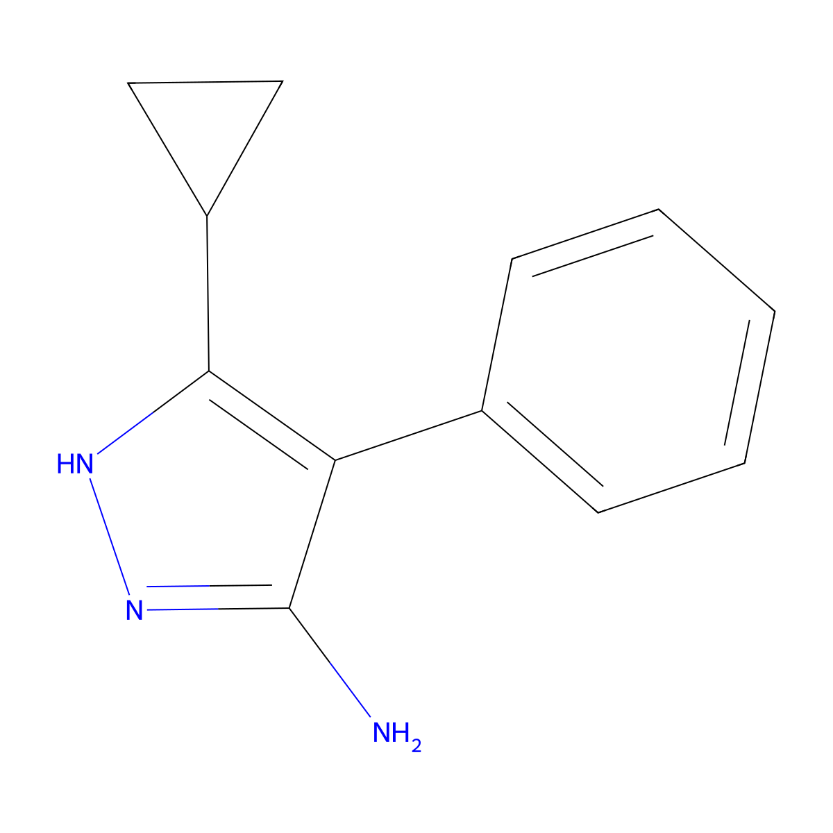5-cyclopropyl-4-phenyl-1H-pyrazol-3-amine molecular structure, CAS 1160226-08-3