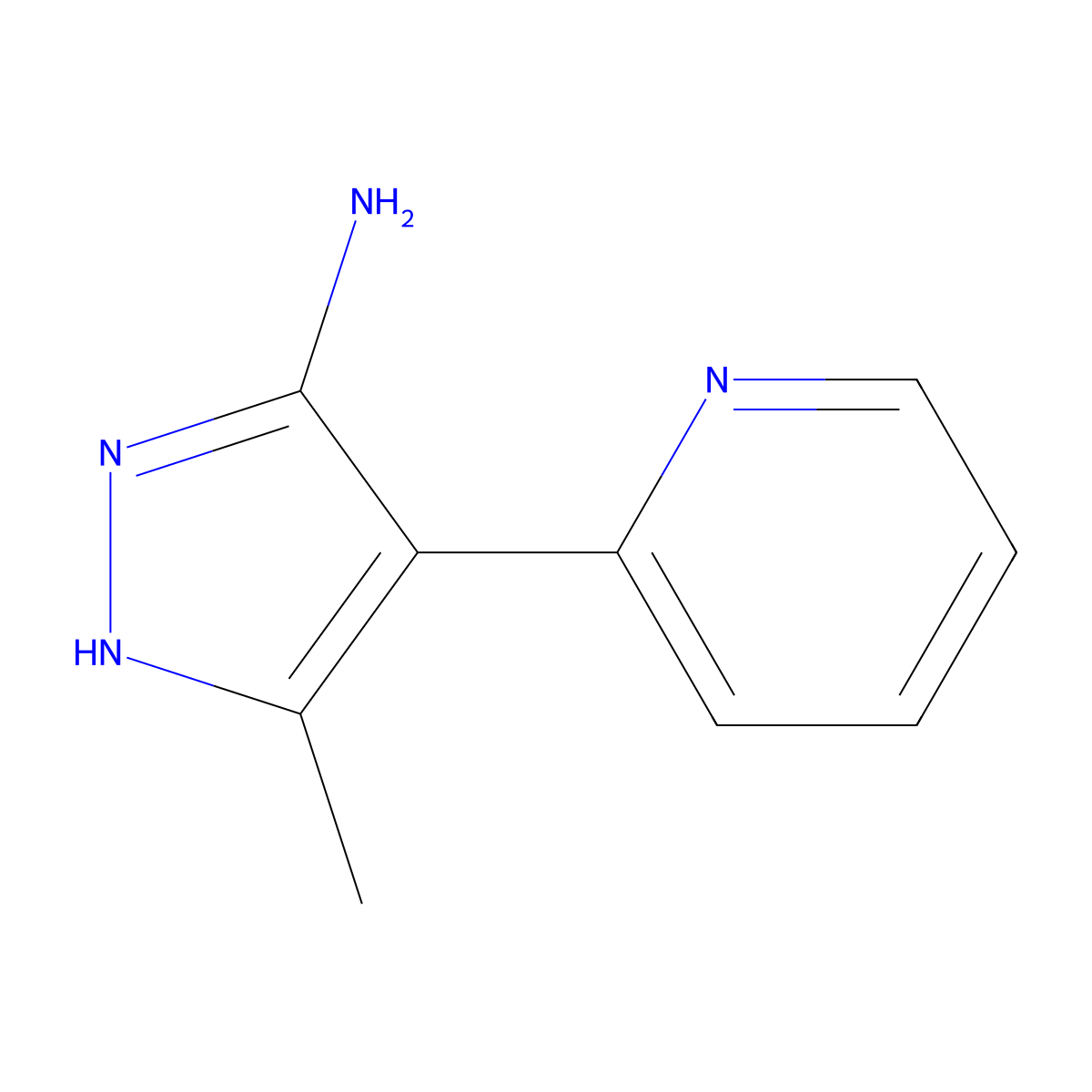 5-methyl-4-(pyridin-2-yl)-1H-pyrazol-3-amine molecular structure, CAS 1160226-54-9