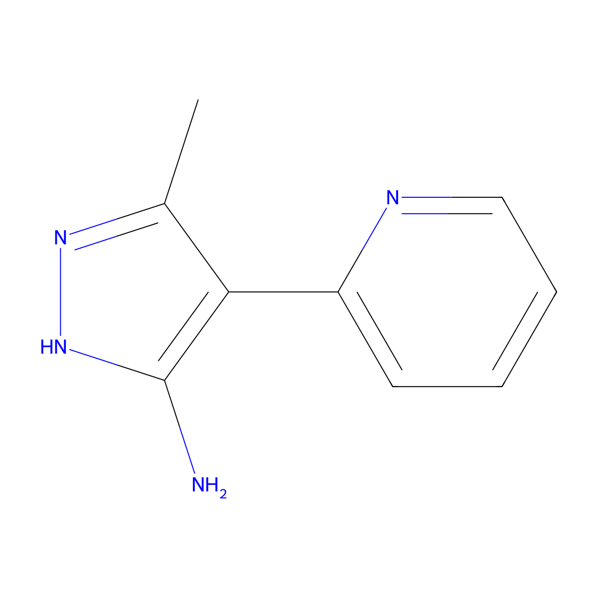 5-methyl-4-(pyridin-2-yl)-1H-pyrazol-3-amine molecular structure, CAS 1160226-54-9