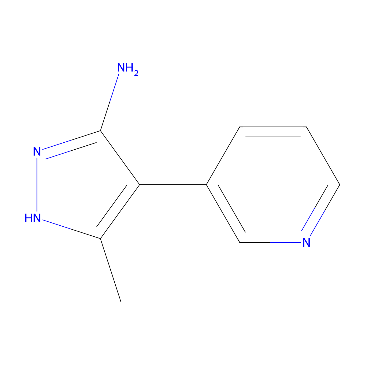 5-methyl-4-(pyridin-3-yl)-1H-pyrazol-3-amine molecular structure, CAS 1160227-03-1