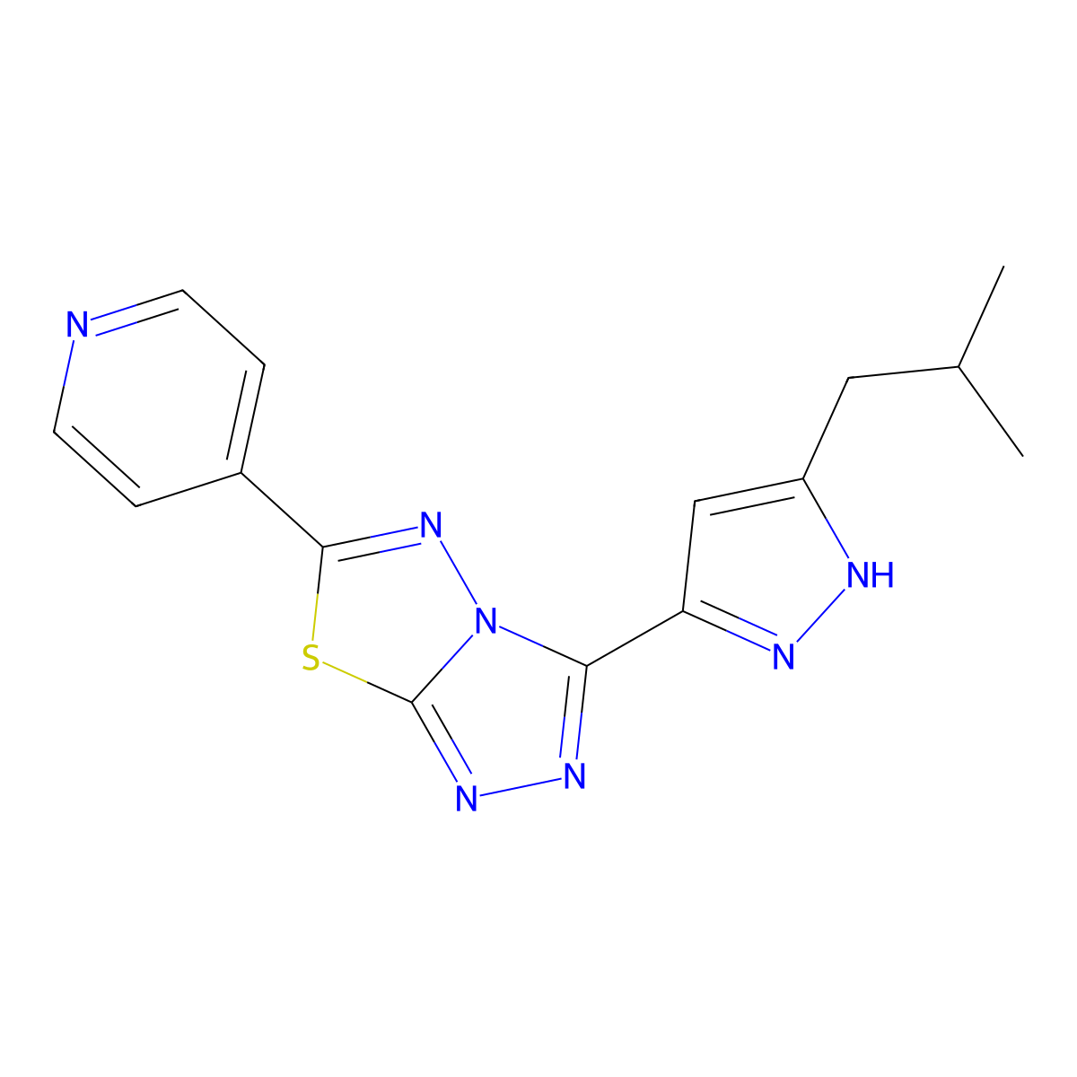 3-(3-isobutyl-1H-pyrazol-5-yl)-6-(4-pyridinyl)[1,2,4]triazolo[3,4-b][1,3,4]thiadiazole molecular structure, CAS 1160227-27-9