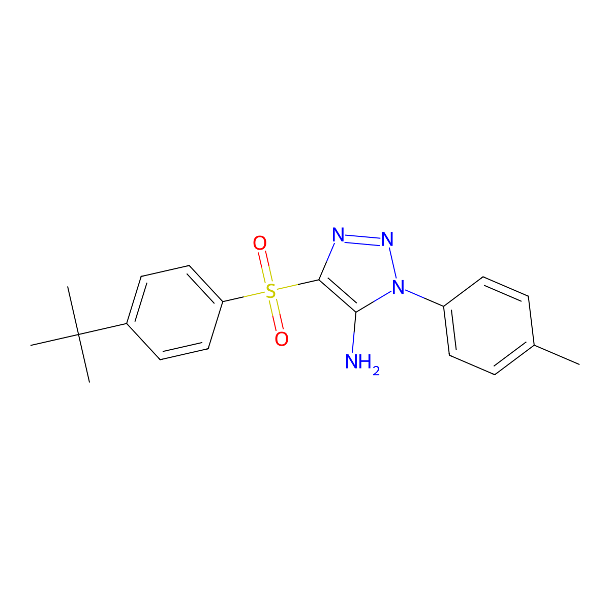 4-(4-tert-butylbenzenesulfonyl)-1-(4-methylphenyl)-1H-1,2,3-triazol-5-amine molecular structure, CAS 1160230-94-3