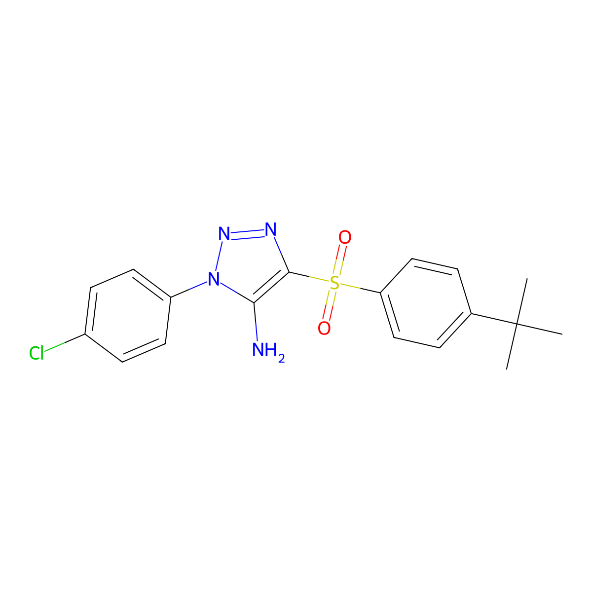 4-(4-tert-butylbenzenesulfonyl)-1-(4-chlorophenyl)-1H-1,2,3-triazol-5-amine molecular structure, CAS 1160230-98-7