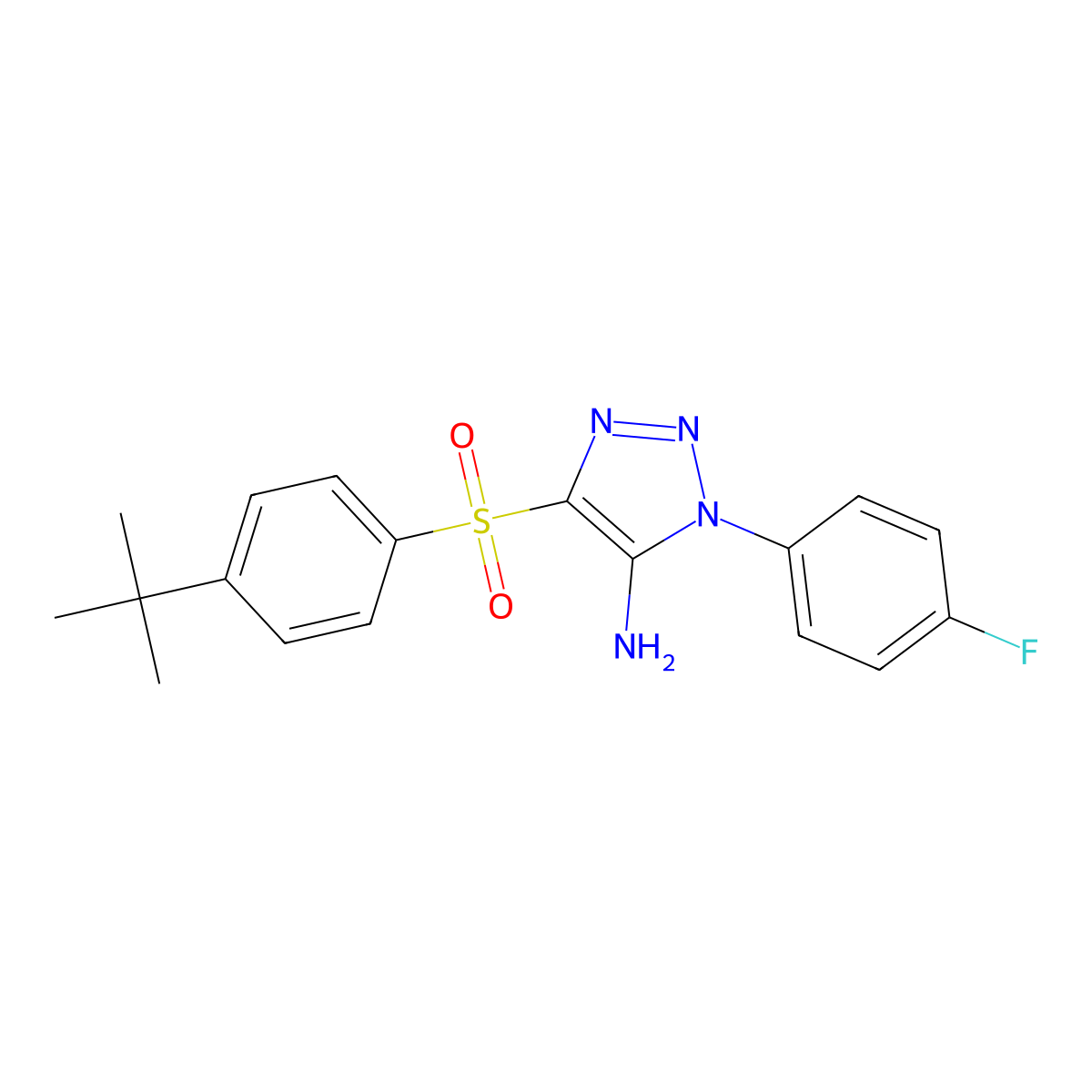 4-(4-tert-butylbenzenesulfonyl)-1-(4-fluorophenyl)-1H-1,2,3-triazol-5-amine molecular structure, CAS 1160230-99-8