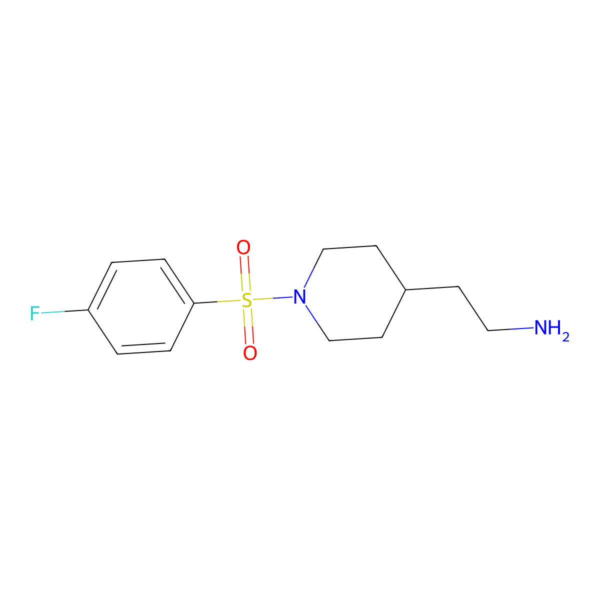 2-[1-(4-Fluorophenyl)sulfonylpiperidin-4-yl]ethanamine molecular structure, CAS 1160245-27-1
