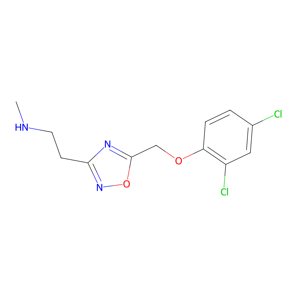 2-{5-[(2,4-dichlorophenoxy)methyl]-1,2,4-oxadiazol-3-yl}-N-methylethanamine hydrochloride molecular structure, CAS 1160245-37-3