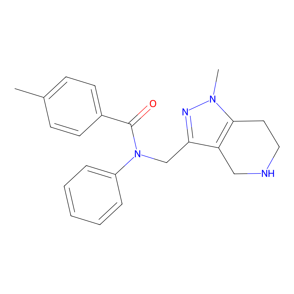 4-Methyl-N-((1-methyl-4,5,6,7-tetrahydro-1H-pyrazolo[4,3-c]pyridin-3-yl)methyl)-N-phenylbenzamide molecular structure, CAS 1160245-44-2