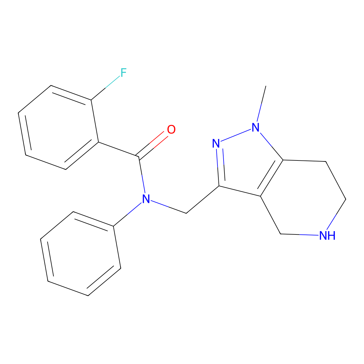 2-Fluoro-N-((1-methyl-4,5,6,7-tetrahydro-1H-pyrazolo[4,3-c]pyridin-3-yl)methyl)-N-phenylbenzamide molecular structure, CAS 1160245-45-3