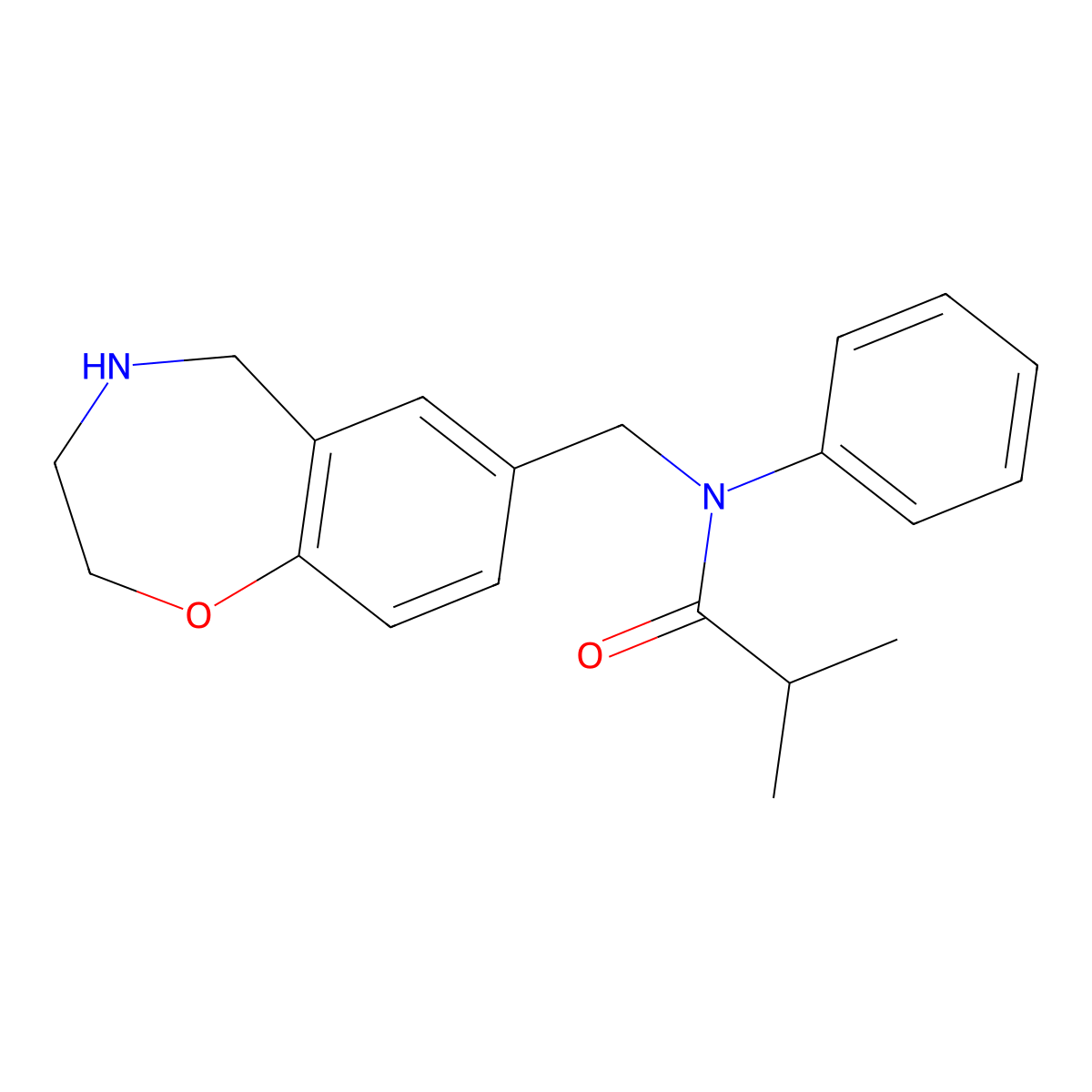 2-methyl-N-phenyl-N-(2,3,4,5-tetrahydro-1,4-benzoxazepin-7-ylmethyl)propanamide molecular structure, CAS 1160245-50-0