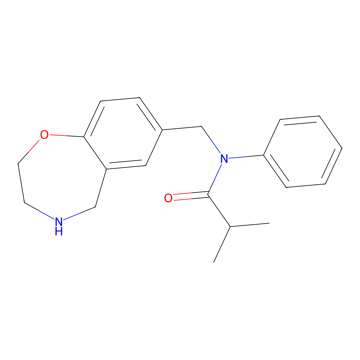 2-methyl-N-phenyl-N-(2,3,4,5-tetrahydro-1,4-benzoxazepin-7-ylmethyl)propanamide molecular structure, CAS 1160245-50-0