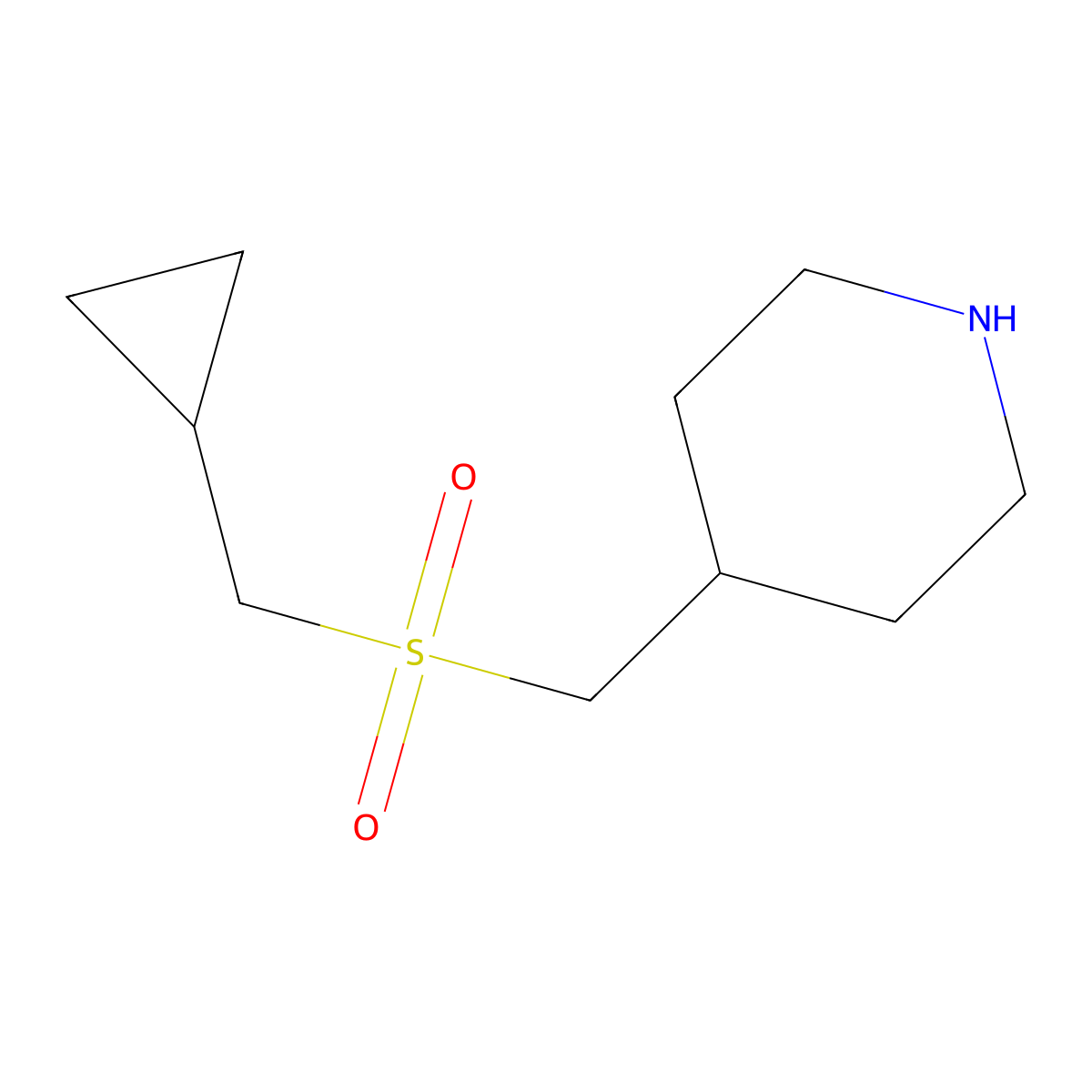 4-((Cyclopropylmethylsulfonyl)methyl)piperidine molecular structure, CAS 1160245-63-5