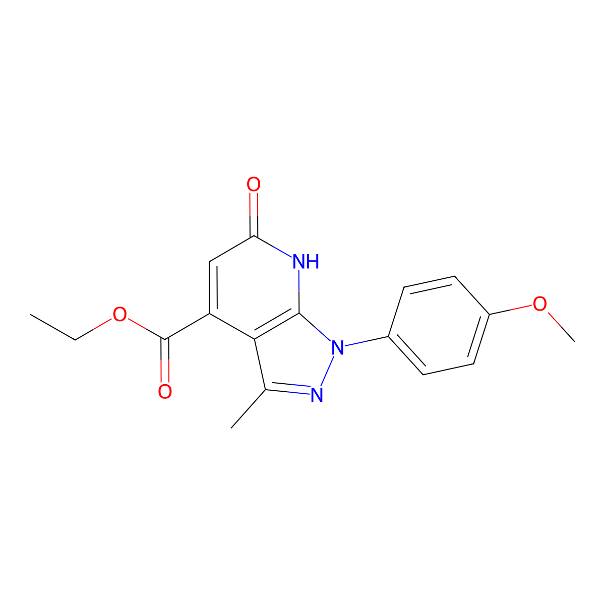 ethyl 1-(4-methoxyphenyl)-3-methyl-6-oxo-6,7-dihydro-1H-pyrazolo[3,4-b]pyridine-4-carboxylate molecular structure, CAS 1160246-05-8