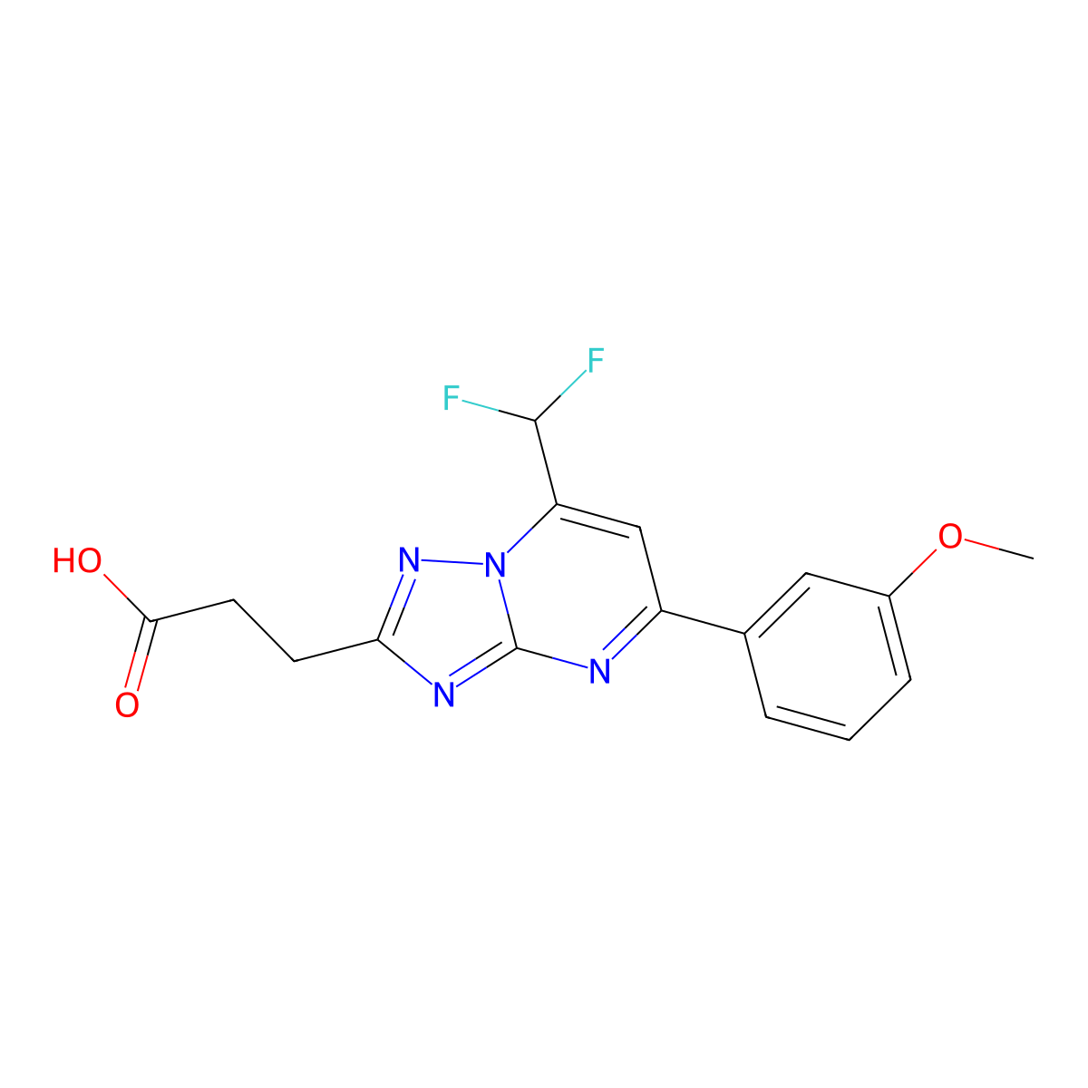 3-[7-(Difluoromethyl)-5-(3-methoxyphenyl)[1,2,4]triazolo[1,5-a]pyrimidin-2-yl]propanoic acid molecular structure, CAS 1160246-06-9