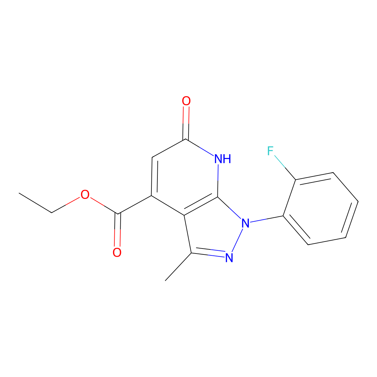 ethyl 1-(2-fluorophenyl)-3-methyl-6-oxo-6,7-dihydro-1H-pyrazolo[3,4-b]pyridine-4-carboxylate molecular structure, CAS 1160246-08-1