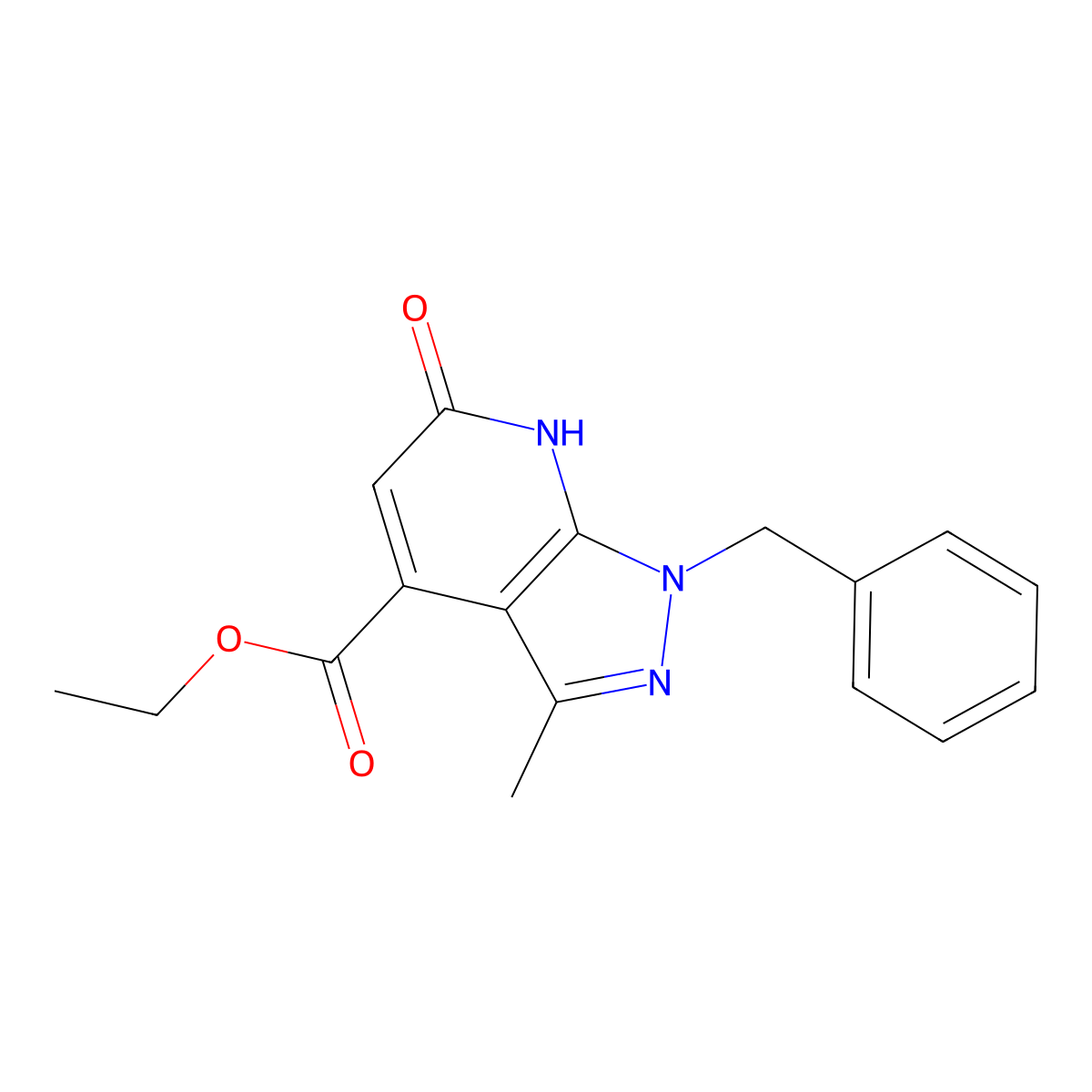 ethyl 1-benzyl-3-methyl-6-oxo-6,7-dihydro-1H-pyrazolo[3,4-b]pyridine-4-carboxylate molecular structure, CAS 1160246-09-2
