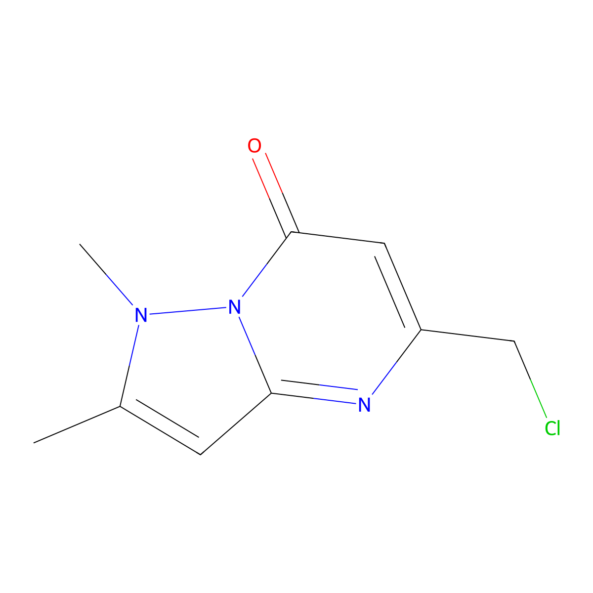 5-(chloromethyl)-1,2-dimethylpyrazolo[1,5-a]pyrimidin-7(1H)-one molecular structure, CAS 1160246-10-5