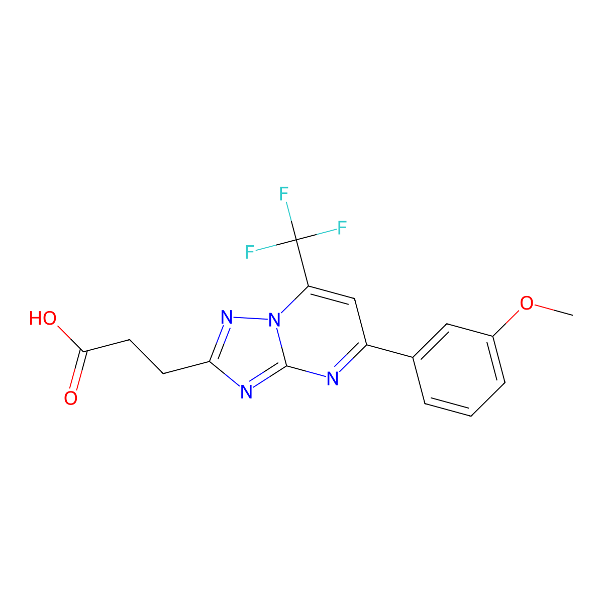 3-[5-(3-Methoxyphenyl)-7-(trifluoromethyl)[1,2,4]triazolo[1,5-a]pyrimidin-2-yl]propanoic acid molecular structure, CAS 1160246-12-7