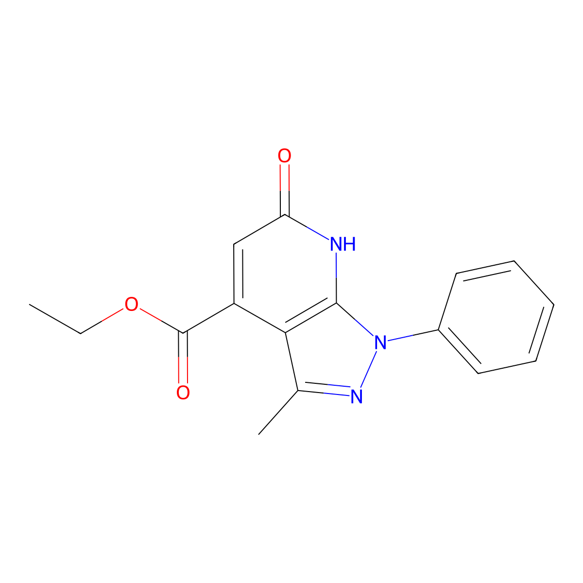 ethyl 3-methyl-6-oxo-1-phenyl-6,7-dihydro-1H-pyrazolo[3,4-b]pyridine-4-carboxylate molecular structure, CAS 1160246-14-9