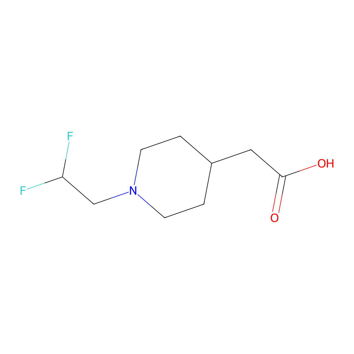 [1-(2,2-Difluoroethyl)piperidin-4-yl]acetic acid molecular structure, CAS 1160246-21-8