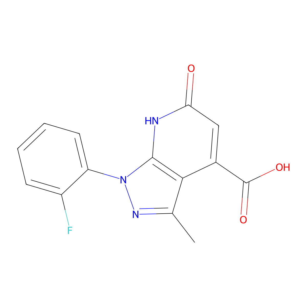 1-(2-fluorophenyl)-3-methyl-6-oxo-6,7-dihydro-1H-pyrazolo[3,4-b]pyridine-4-carboxylic acid molecular structure, CAS 1160246-27-4