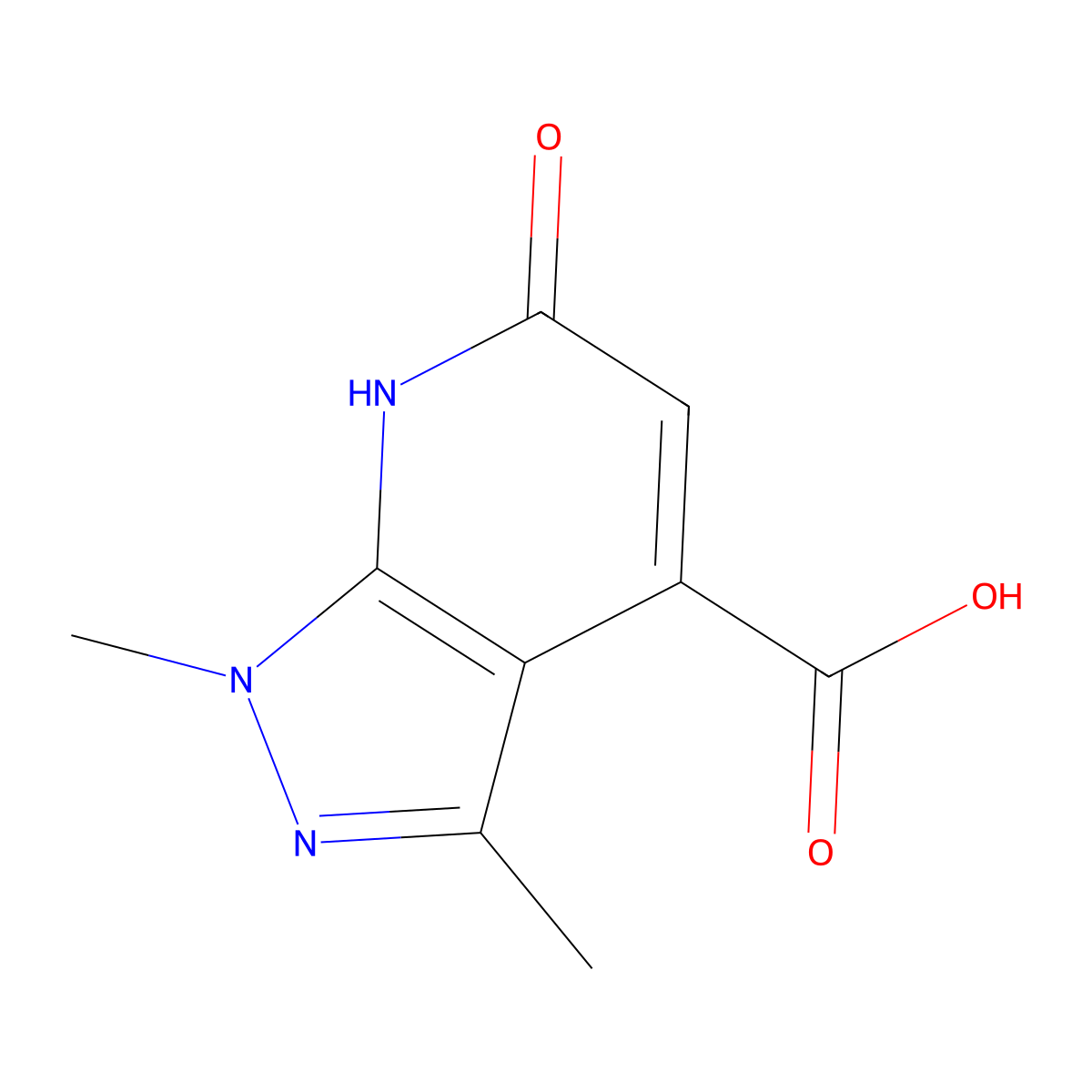 1,3-dimethyl-6-oxo-1H,6H,7H-pyrazolo[3,4-b]pyridine-4-carboxylic acid molecular structure, CAS 1160246-28-5