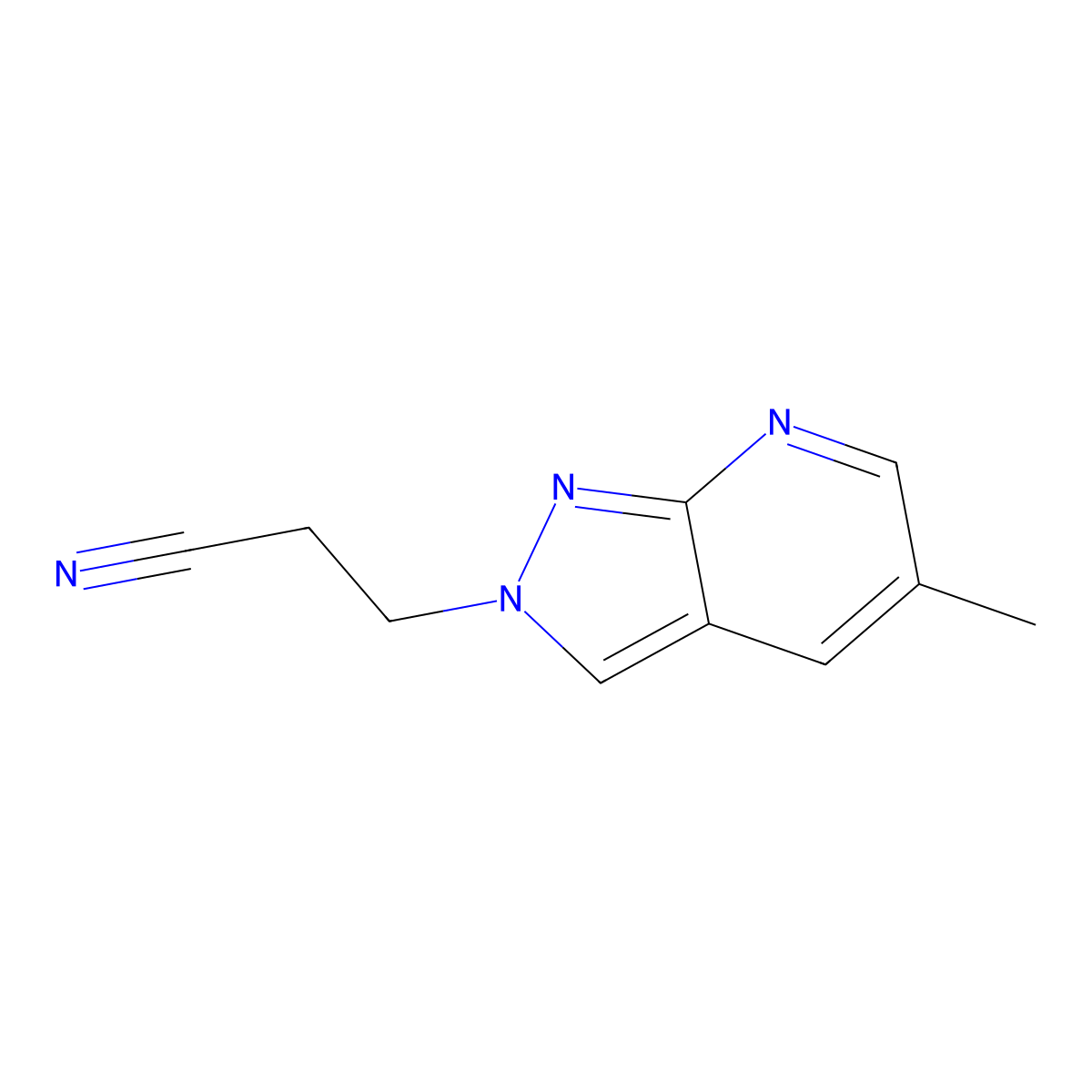 3-(5-methyl-2H-pyrazolo[3,4-b]pyridin-2-yl)propanenitrile molecular structure, CAS 1160246-33-2