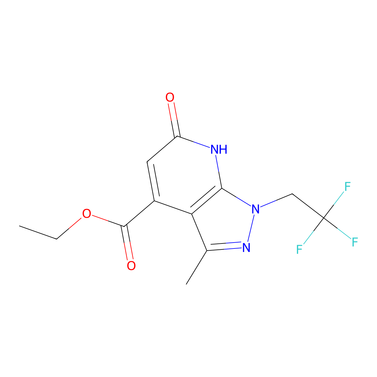 ethyl 3-methyl-6-oxo-1-(2,2,2-trifluoroethyl)-6,7-dihydro-1H-pyrazolo[3,4-b]pyridine-4-carboxylate molecular structure, CAS 1160246-36-5