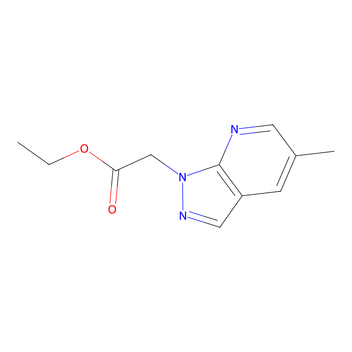 Ethyl 2-(5-methyl-1H-pyrazolo[3,4-b]pyridin-1-yl)acetate molecular structure, CAS 1160246-38-7