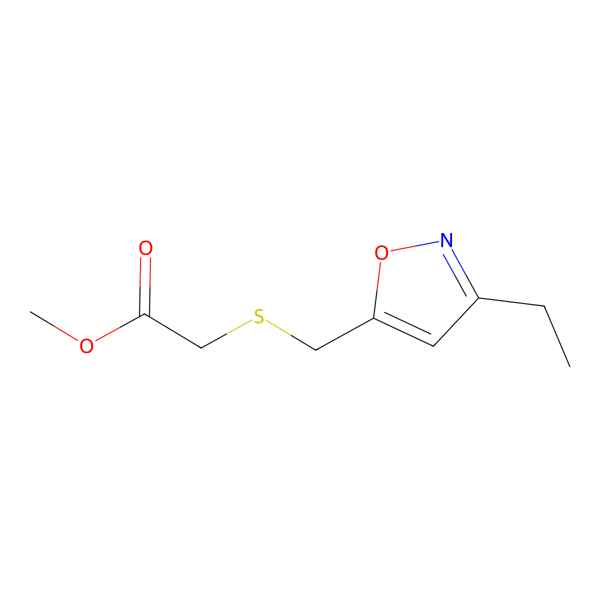 Methyl 2-[(3-ethylisoxazol-5-yl)methylthio]acetate molecular structure, CAS 1160246-41-2