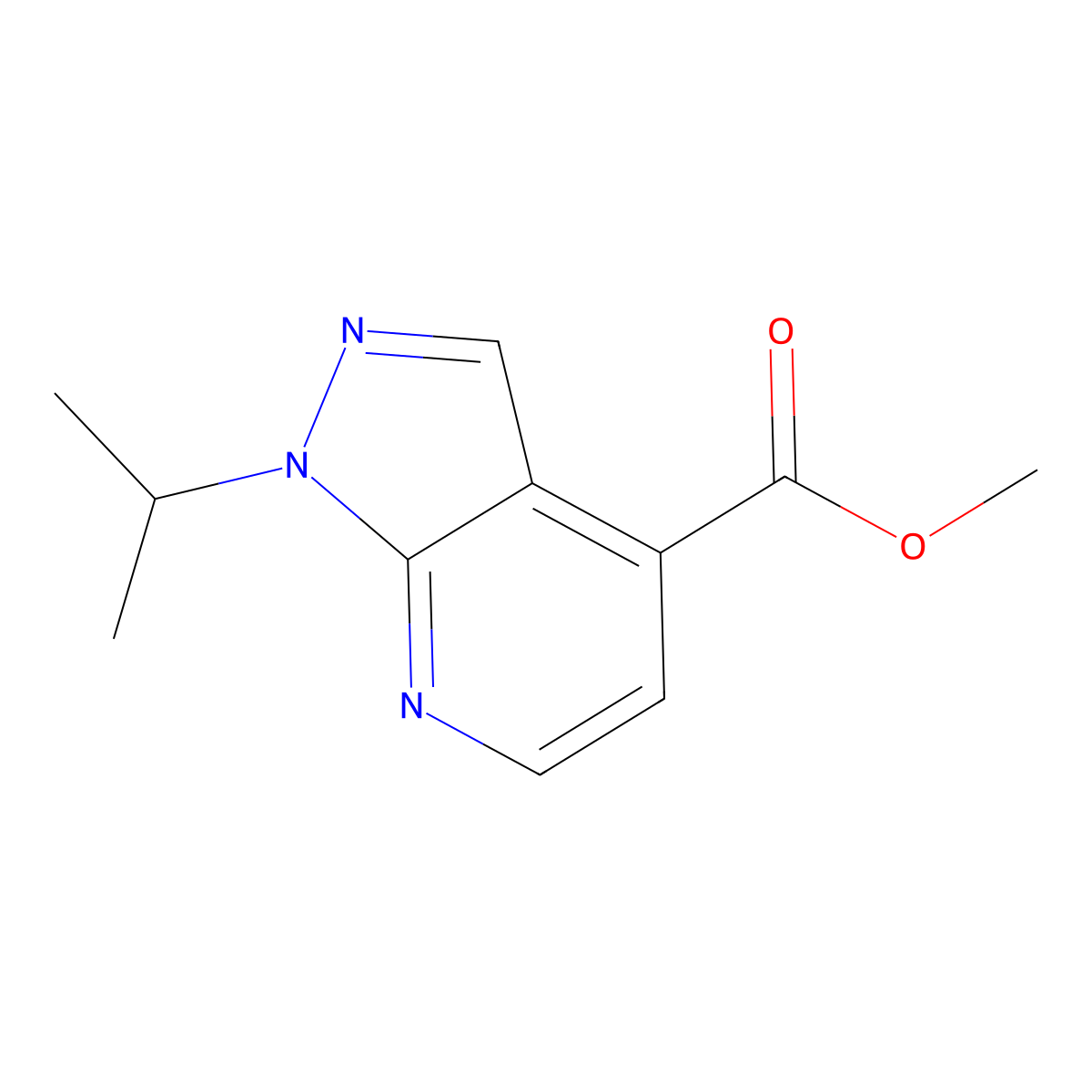 Methyl 1-isopropyl-1H-pyrazolo[3,4-b]pyridine-4-carboxylate molecular structure, CAS 1160246-42-3