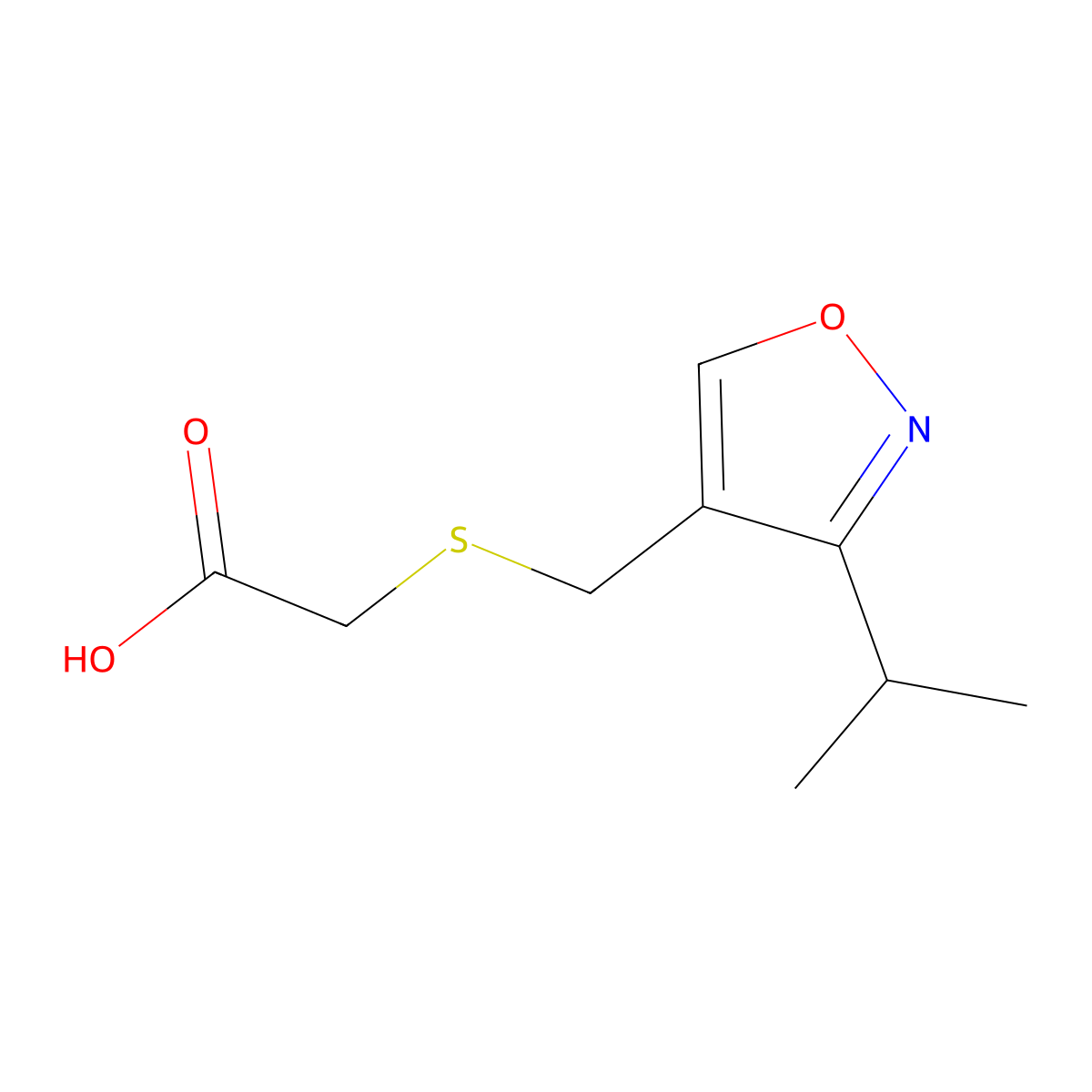 2-(((3-Isopropylisoxazol-4-yl)methyl)thio)acetic acid molecular structure, CAS 1160246-44-5