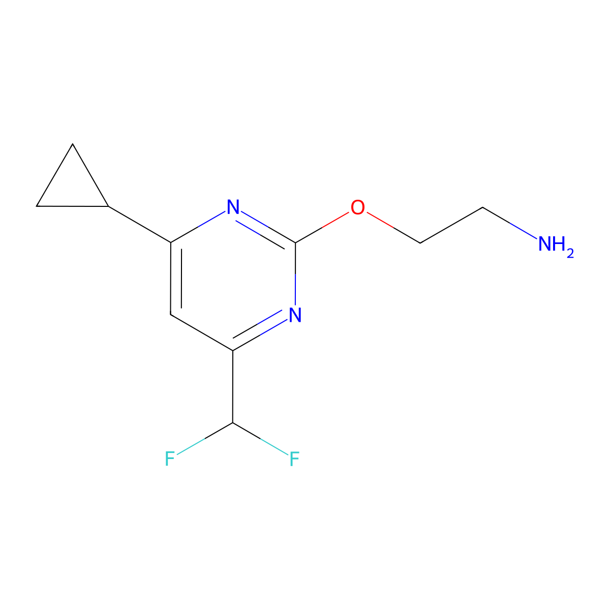 2-((4-Cyclopropyl-6-(difluoromethyl)pyrimidin-2-yl)oxy)ethanamine molecular structure, CAS 1160246-47-8