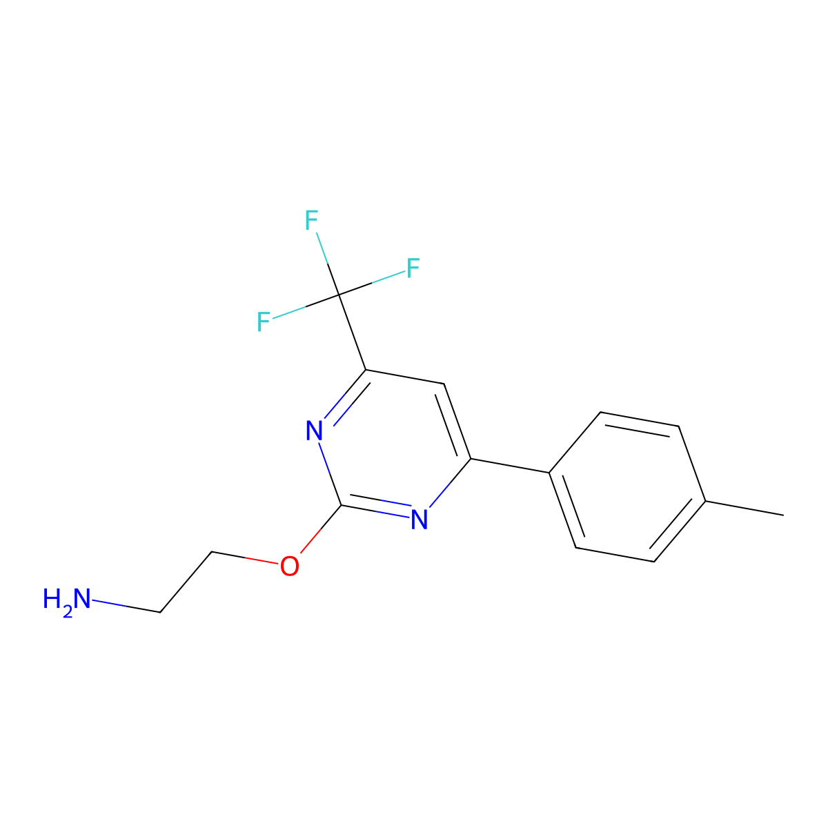 2-((4-(P-Tolyl)-6-(trifluoromethyl)pyrimidin-2-yl)oxy)ethanamine molecular structure, CAS 1160246-50-3
