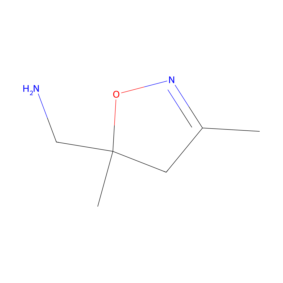 (3,5-Dimethyl-4,5-dihydroisoxazol-5-yl)methanamine molecular structure, CAS 1160246-57-0