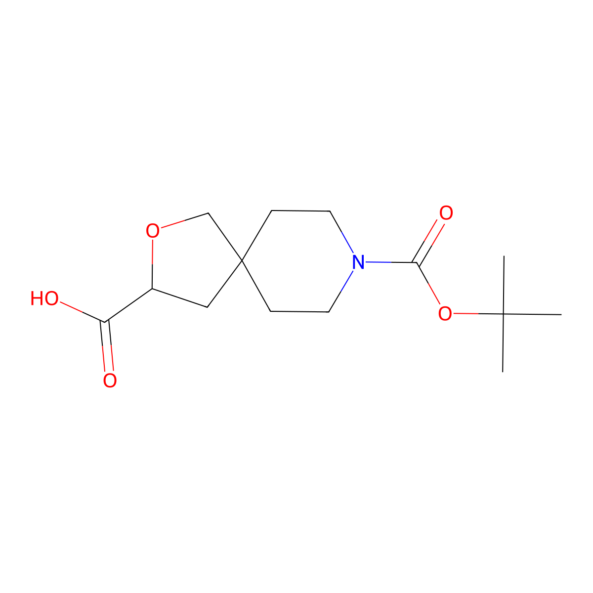 8-((Tert-butoxy)carbonyl)-2-oxa-8-azaspiro(4.5)decane-3-carboxylic acid molecular structure, CAS 1160246-86-5